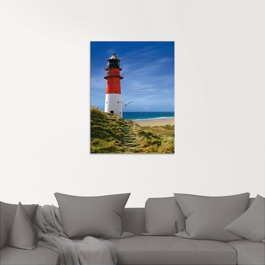 Artland Print op glas Vuurtoren aan de dijk in verschillende maten - Foto 2
