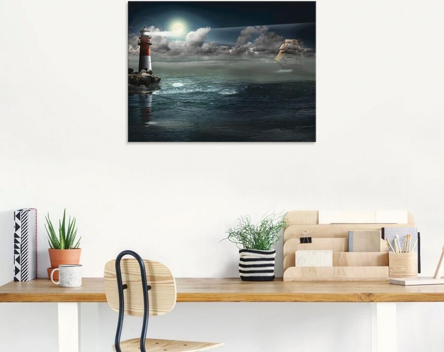 Artland Print op glas Vuurtoren onder verlichting - Foto 6