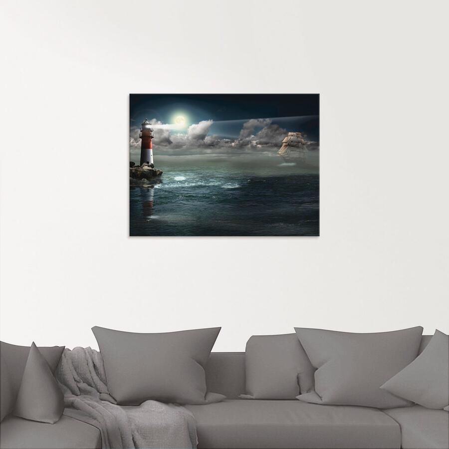 Artland Print op glas Vuurtoren onder verlichting - Foto 2