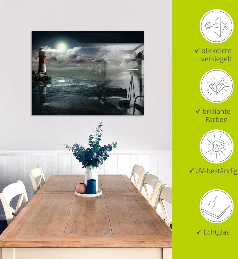 Artland Print op glas Vuurtoren onder verlichting - Foto 5