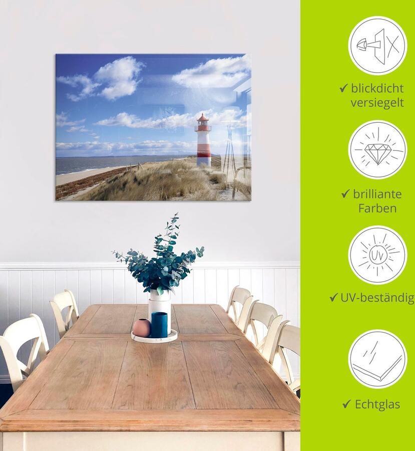 Artland Print op glas Vuurtoren Sylt in verschillende maten - Foto 3