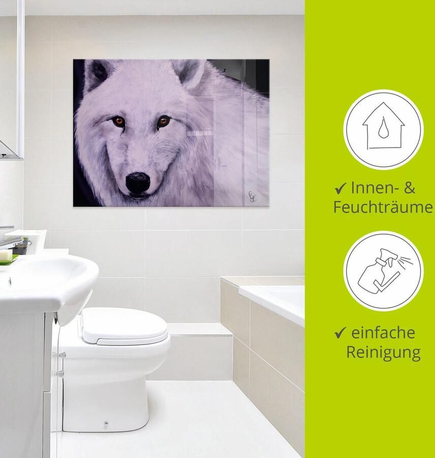 Artland Print op glas Witte wolf in verschillende maten - Foto 4