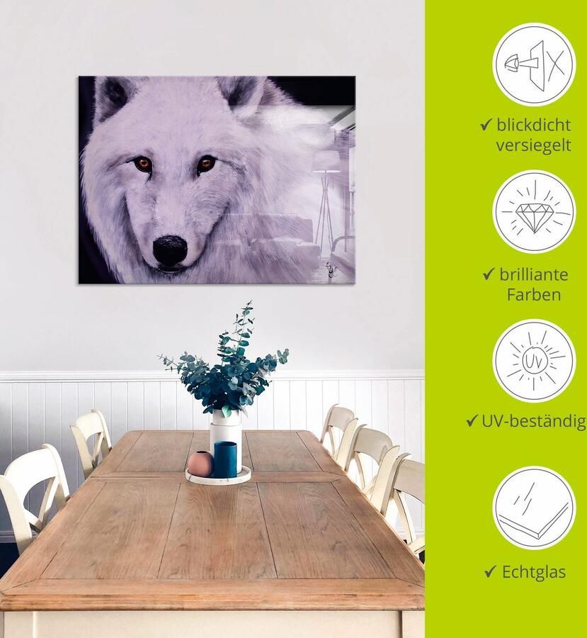Artland Print op glas Witte wolf in verschillende maten - Foto 5