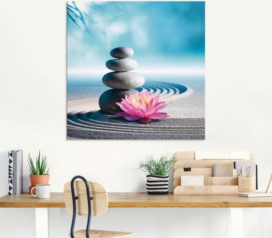 Artland Print op glas Zand lelie en spa-stenen in zen-tuin - Foto 5