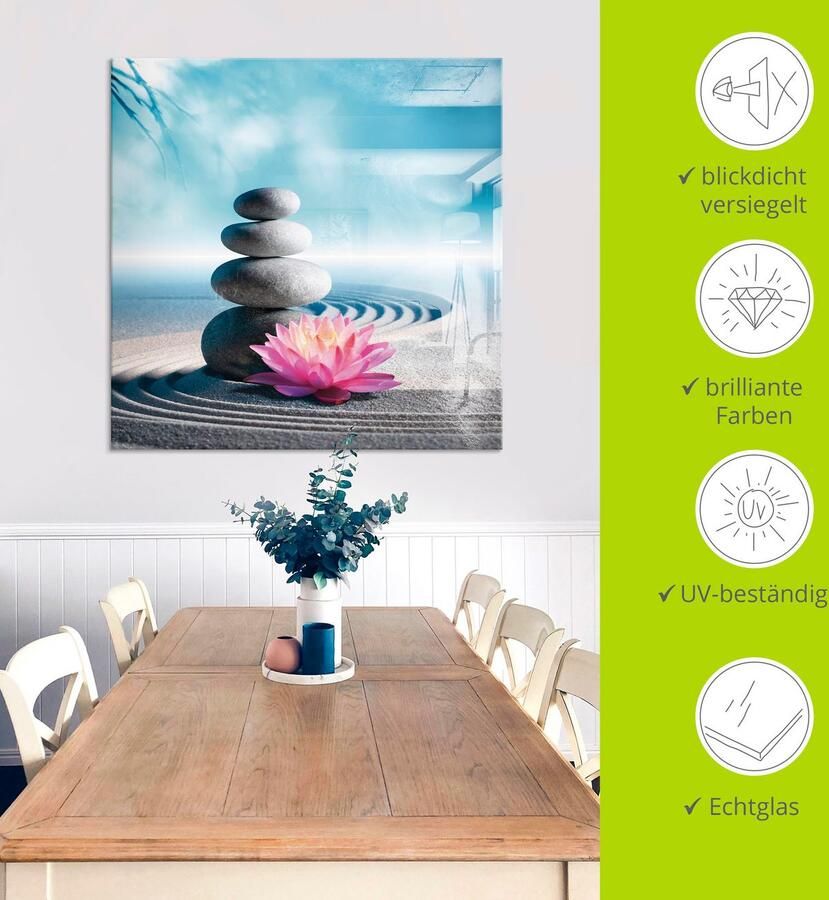 Artland Print op glas Zand lelie en spa-stenen in zen-tuin - Foto 3