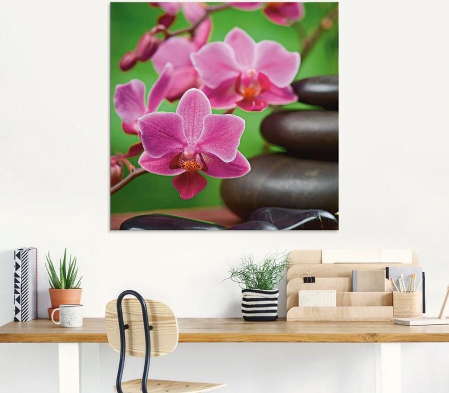 Artland Print op glas Zen basaltstenen en bamboe op hout - Foto 3