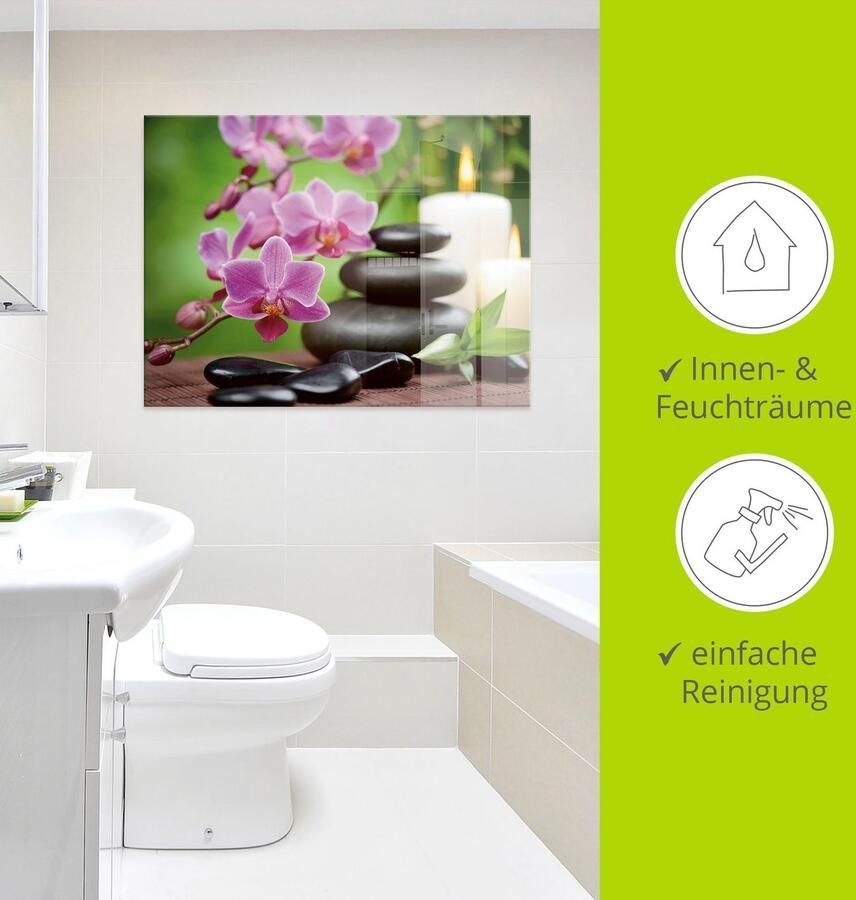 Artland Print op glas Zen basaltstenen en bamboe op hout - Foto 2