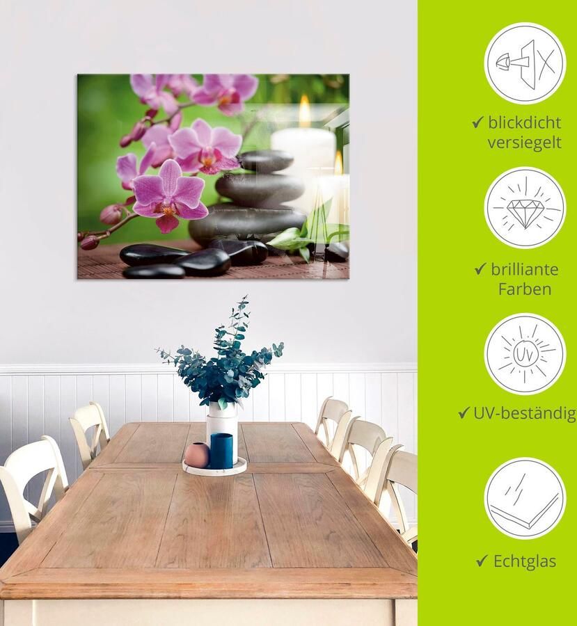 Artland Print op glas Zen basaltstenen en bamboe op hout - Foto 3