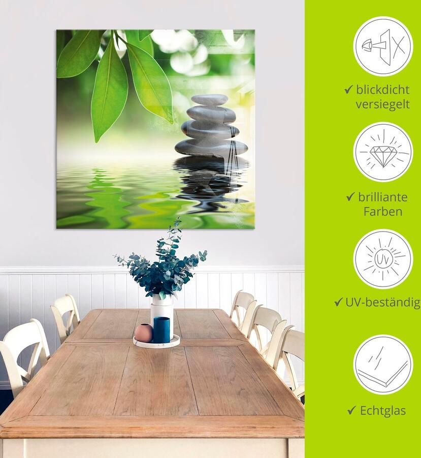 Artland Print op glas Zen steenpiramide op wateroppervlak - Foto 3