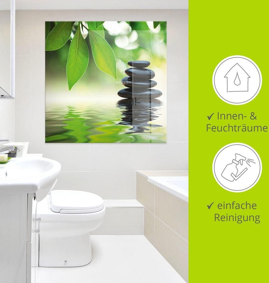 Artland Print op glas Zen steenpiramide op wateroppervlak