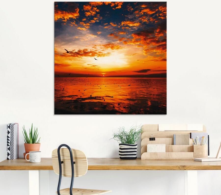 Artland Print op glas Zonsondergang aan het strand - Foto 5