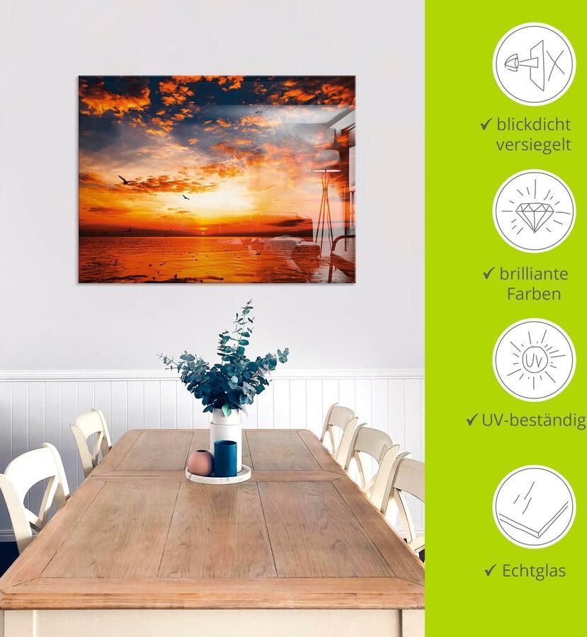 Artland Print op glas Zonsondergang aan het strand - Foto 3