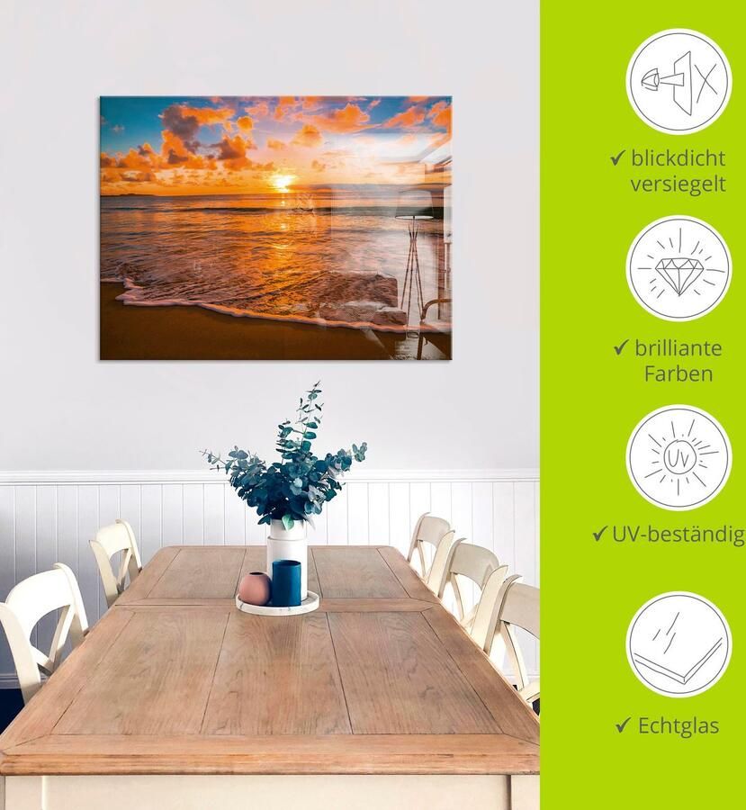 Artland Print op glas Zonsondergang aan het strand - Foto 3
