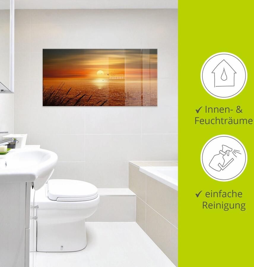 Artland Print op glas Zonsondergang boven de zee - Foto 3