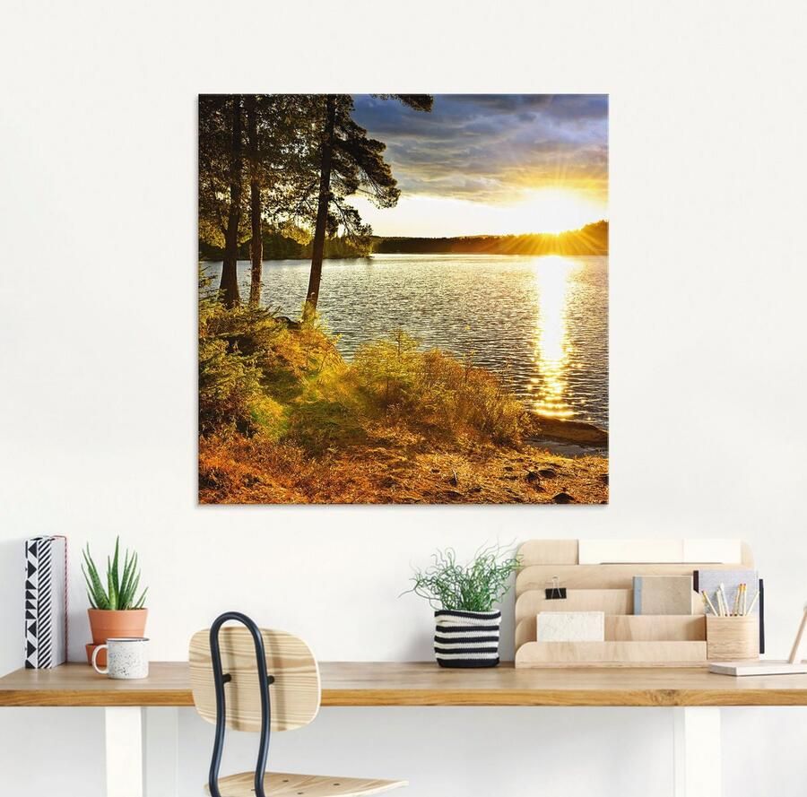 Artland Print op glas Zonsondergang boven meer Algonquin park - Foto 2