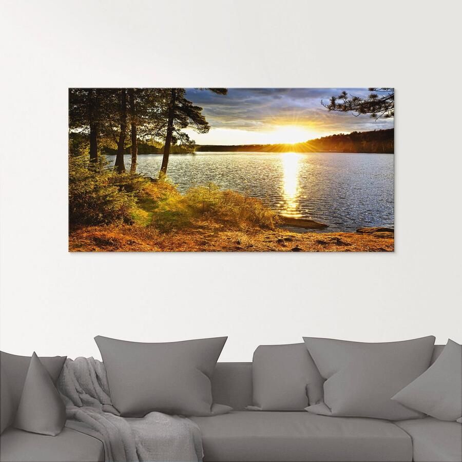 Artland Print op glas Zonsondergang boven meer Algonquin park - Foto 2