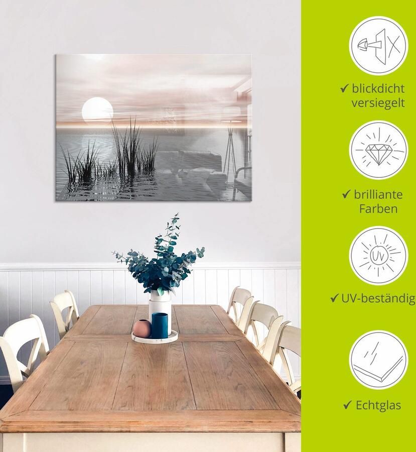 Artland Print op glas Zonsondergang met riet - Foto 4