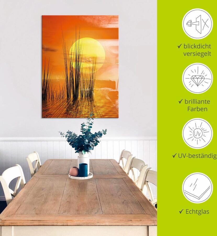 Artland Print op glas Zonsondergang met riet - Foto 4