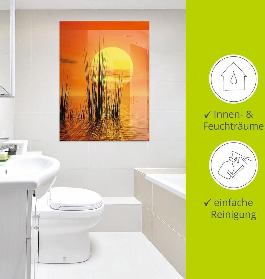 Artland Print op glas Zonsondergang met riet - Foto 3