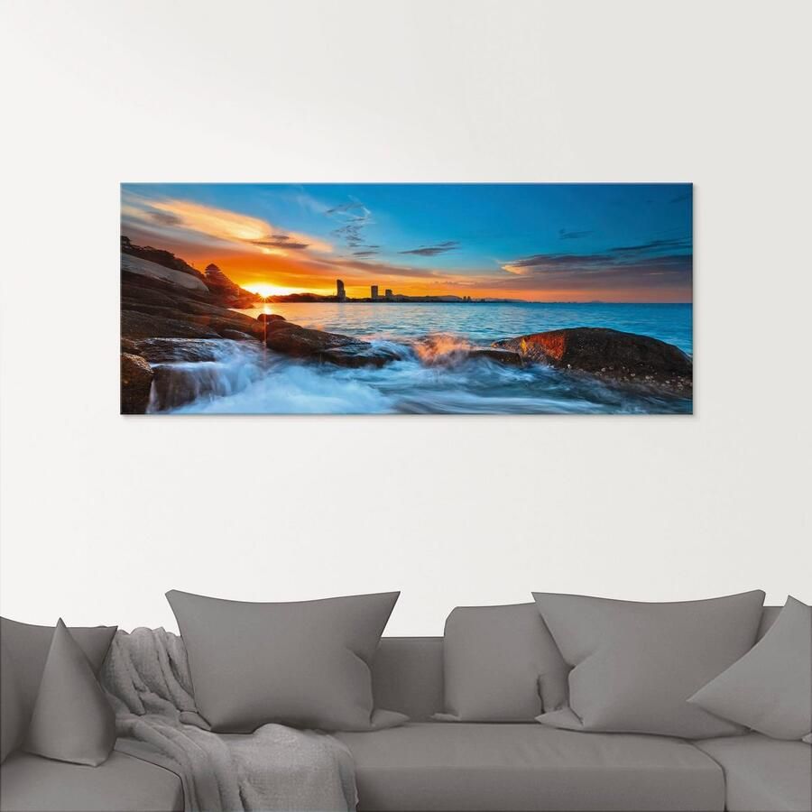 Artland Print op glas Zonsondergang op het strand van Hua-Hin - Foto 2