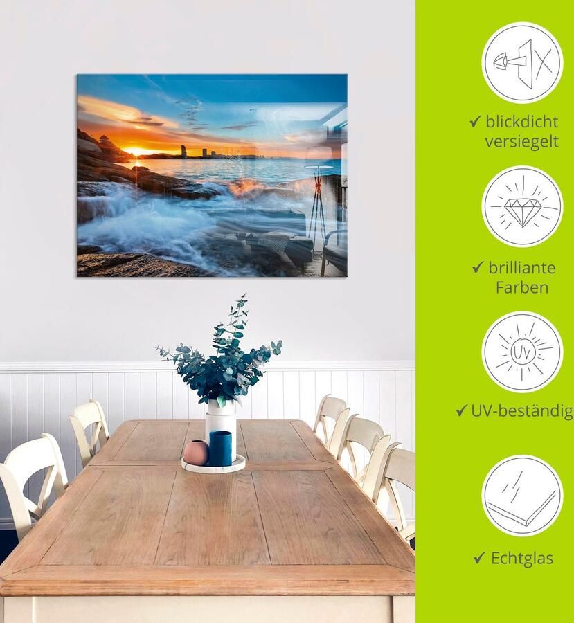 Artland Print op glas Zonsondergang op het strand van Hua-Hin - Foto 3
