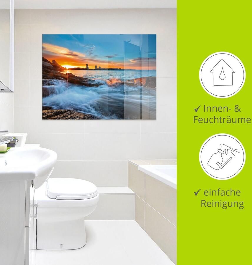 Artland Print op glas Zonsondergang op het strand van Hua-Hin - Foto 2