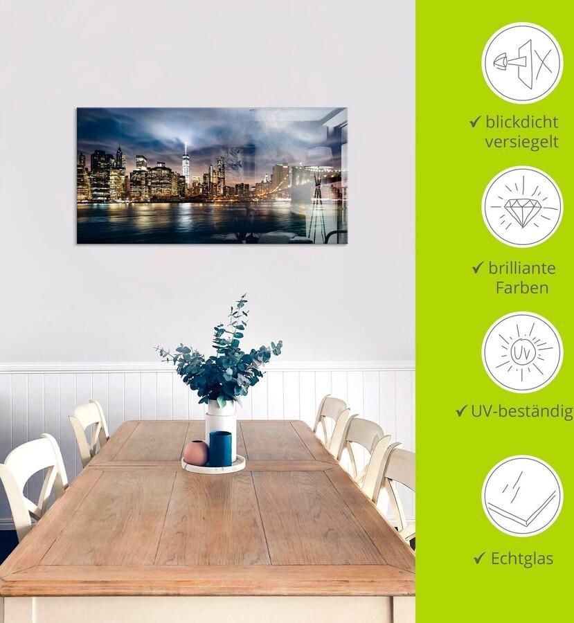 Artland Print op glas Zonsopkomst boven Manhattan - Foto 3