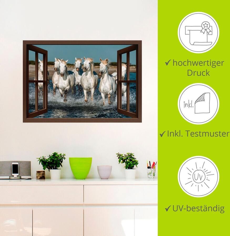 Artland Wandfolie Blik uit het venster paarden op het strand - Foto 2