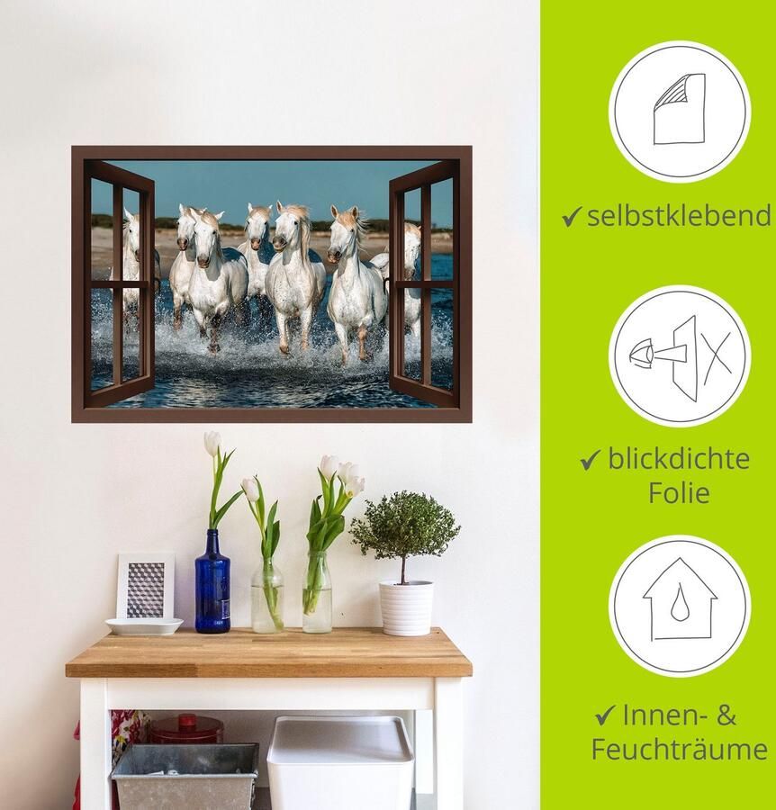 Artland Wandfolie Blik uit het venster paarden op het strand - Foto 3