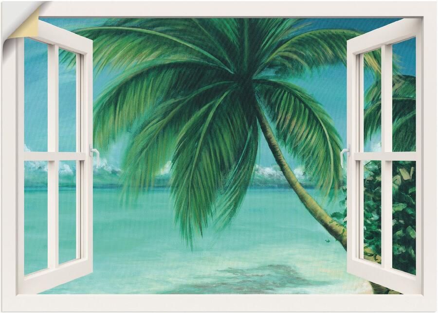 Artland Wandfolie Blik uit het venster palmenstrand - Foto 5