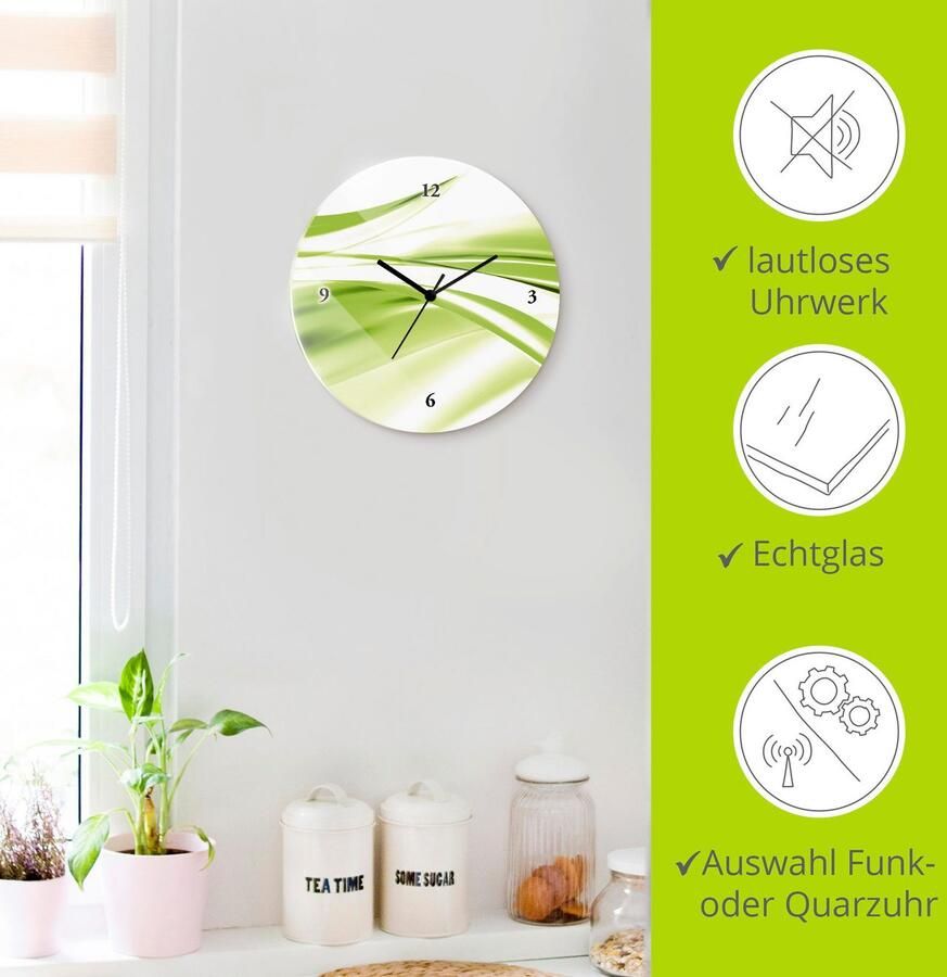 Artland Wandklok Abstracte golf optioneel verkrijgbaar met kwarts- of radiografisch uurwerk geruisloos zonder tikkend geluid - Foto 5