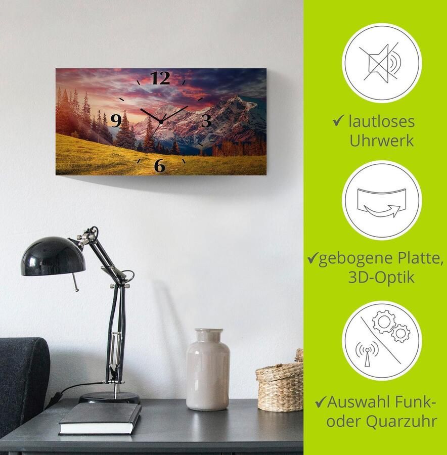 Artland Wandklok Alpien hoogland 3d-look geschulpt met kwarts- of radiografisch uurwerk verschillende maten - Foto 6