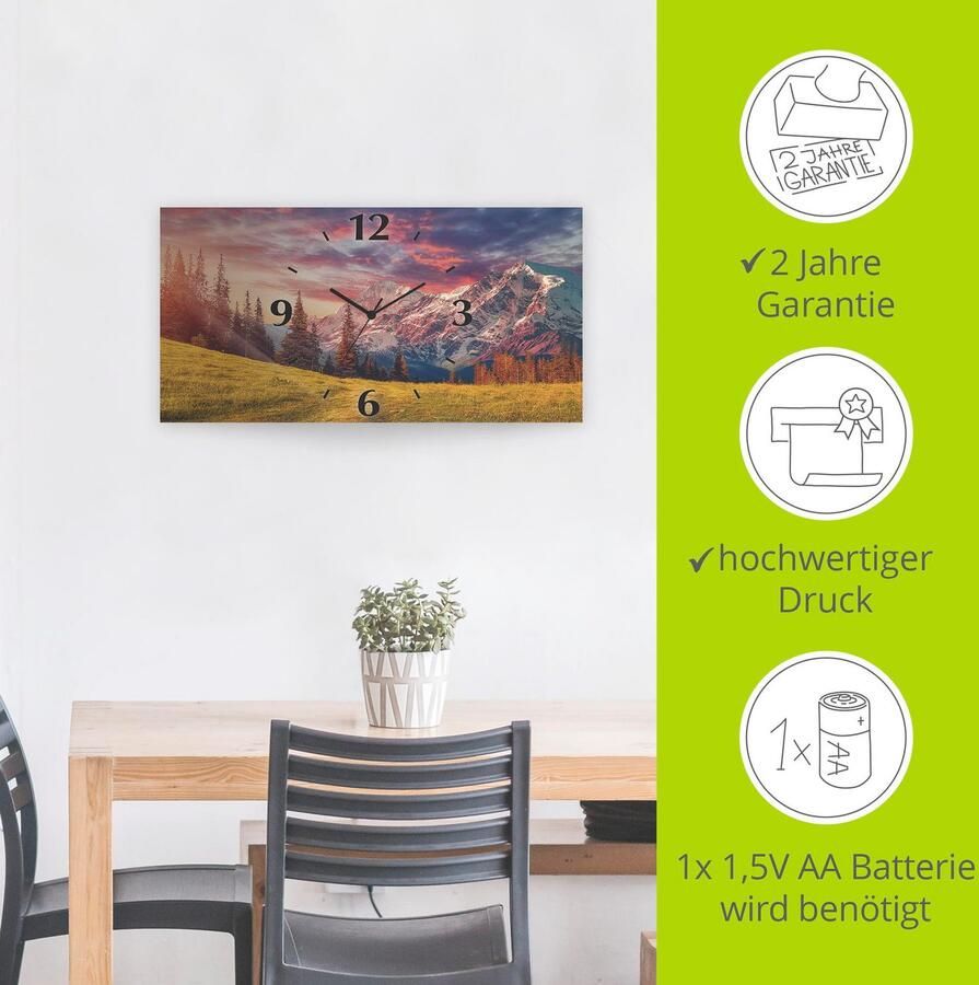 Artland Wandklok Alpien hoogland 3d-look geschulpt met kwarts- of radiografisch uurwerk verschillende maten - Foto 4