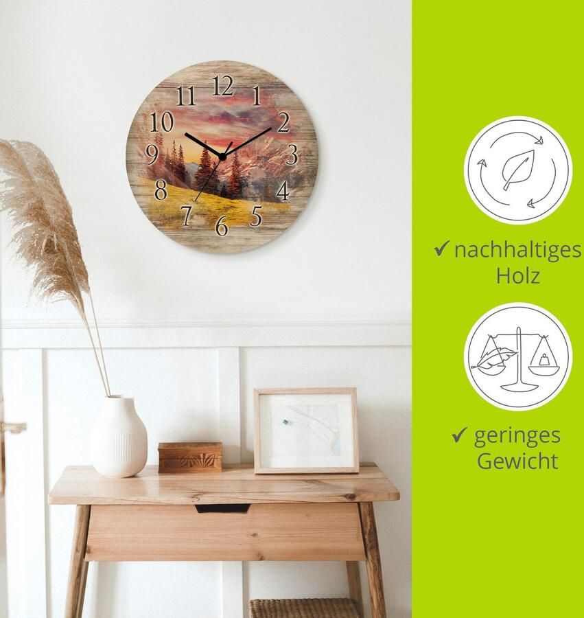 Artland Wandklok Alpien hoogland optioneel verkrijgbaar met kwarts- of radiografisch uurwerk geruisloos zonder tikkend geluid - Foto 4