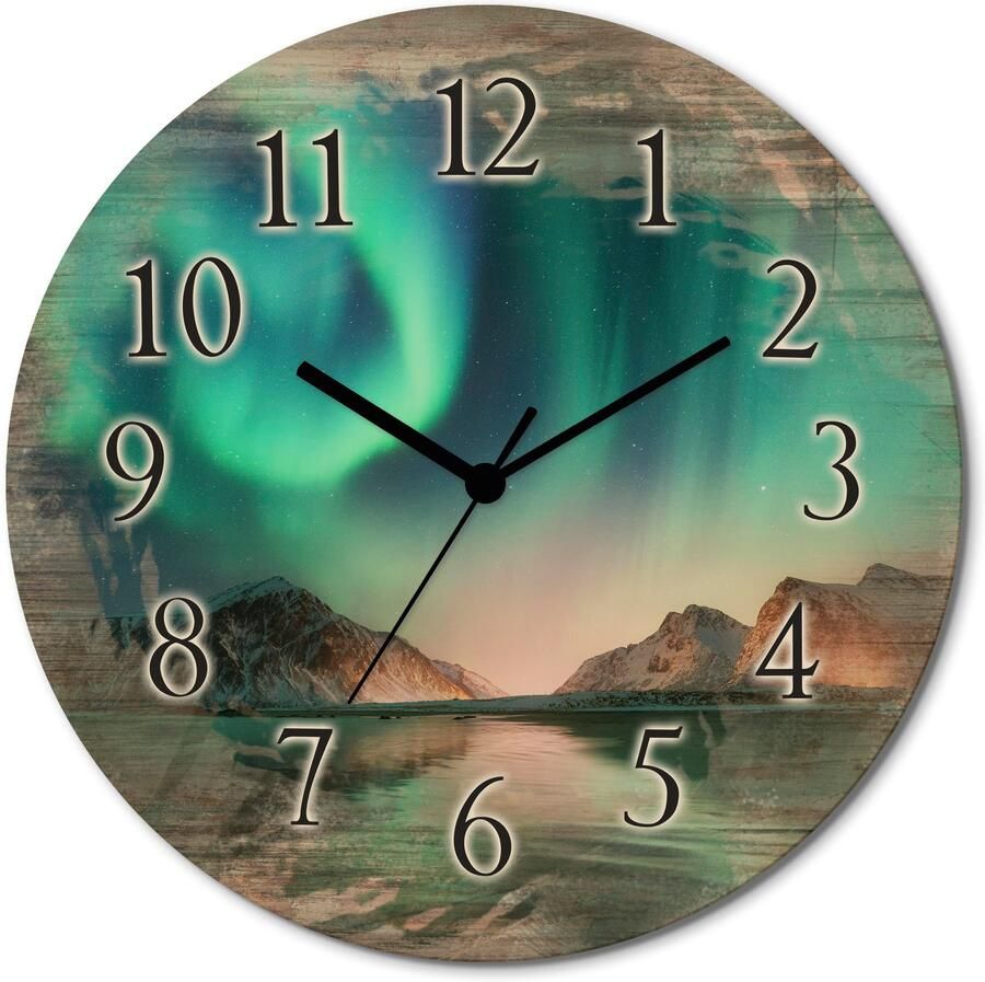 Artland Wandklok Auroraborialis poollicht optioneel verkrijgbaar met kwarts- of radiografisch uurwerk geruisloos zonder tikkend geluid - Foto 6