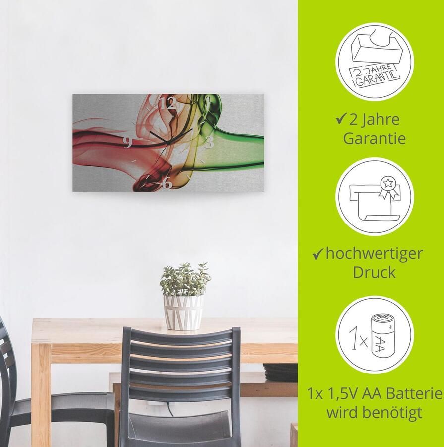 Artland Wandklok Botsing van rood en groen 3d-look geschulpt met kwarts- of radiografisch uurwerk verschillende maten - Foto 4