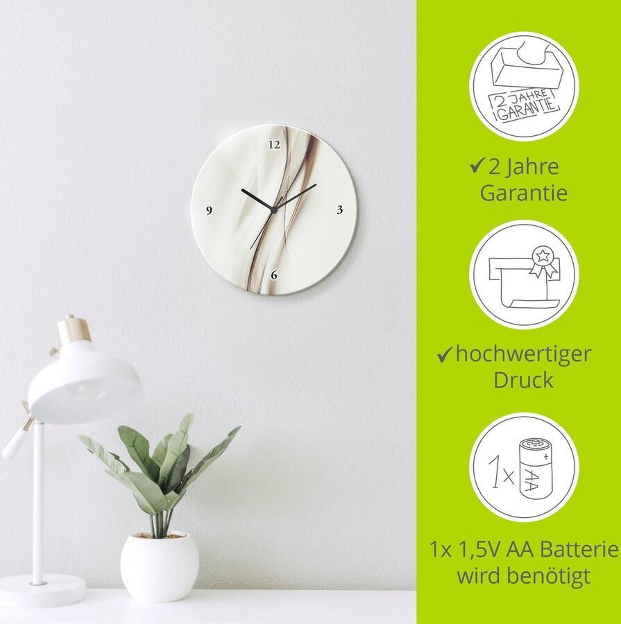 Artland Wandklok Bruin Abstract optioneel verkrijgbaar met kwarts- of radiografisch uurwerk geruisloos zonder tikkend geluid - Foto 5