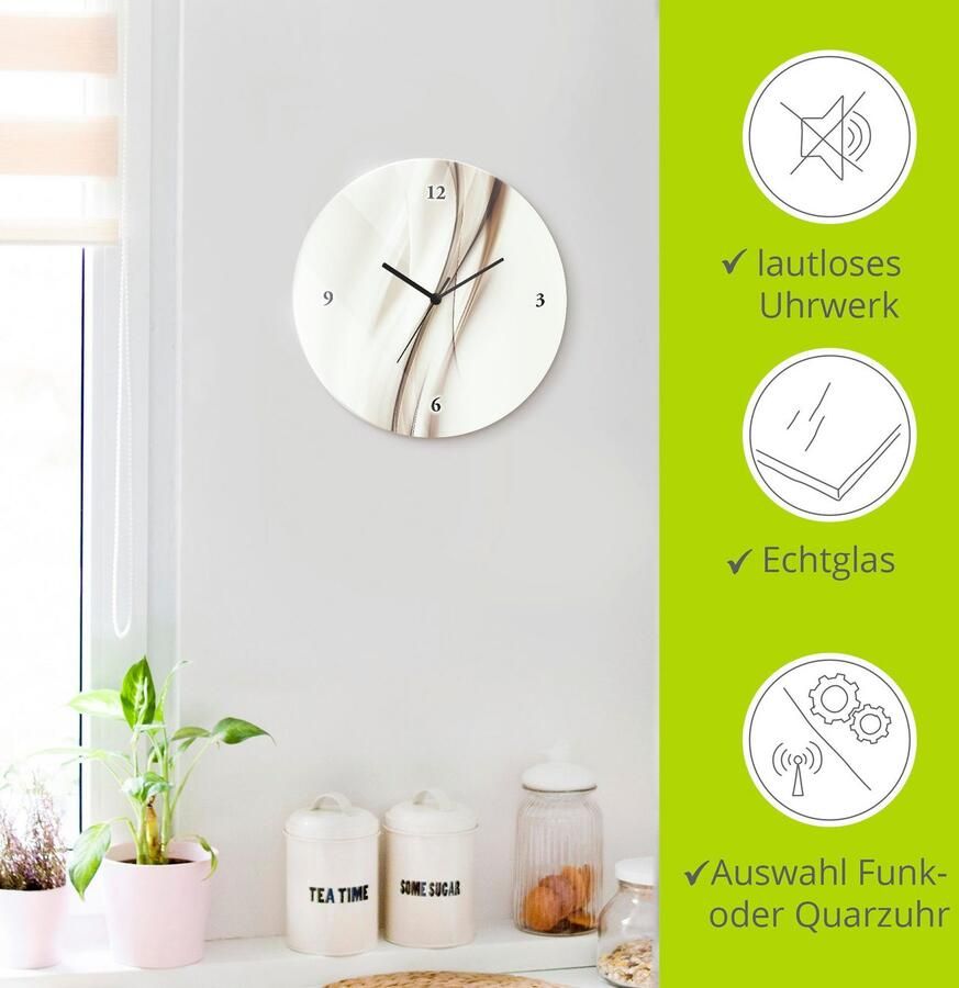 Artland Wandklok Bruin Abstract optioneel verkrijgbaar met kwarts- of radiografisch uurwerk geruisloos zonder tikkend geluid - Foto 6