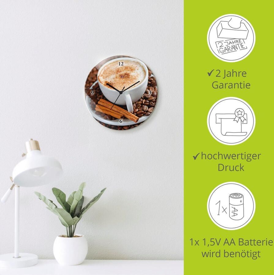 Artland Wandklok Cappuccino koffie optioneel verkrijgbaar met kwarts- of radiografisch uurwerk geruisloos zonder tikkend geluid - Foto 5