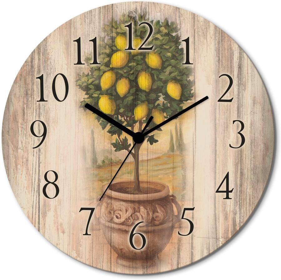 Artland Wandklok Citroenboompje met hout-look optioneel verkrijgbaar met kwarts- of radiografisch uurwerk geruisloos zonder tikkend geluid - Foto 6