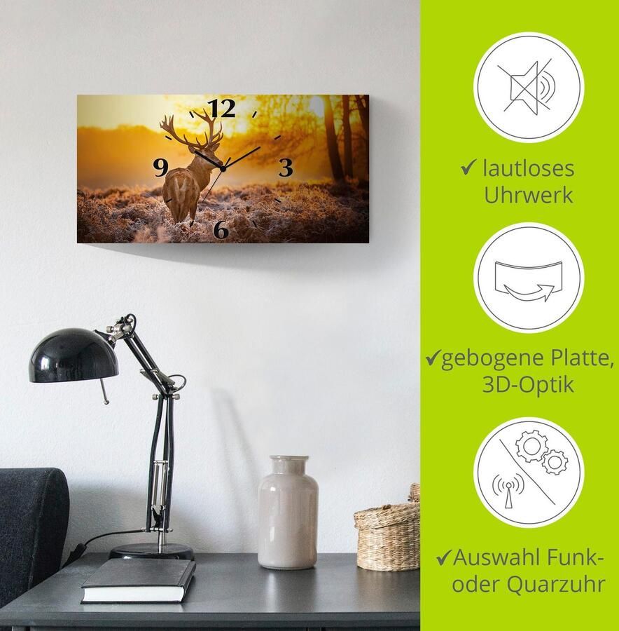 Artland Wandklok Edelherten 3d-look geschulpt met kwarts- of radiografisch uurwerk verschillende maten - Foto 6