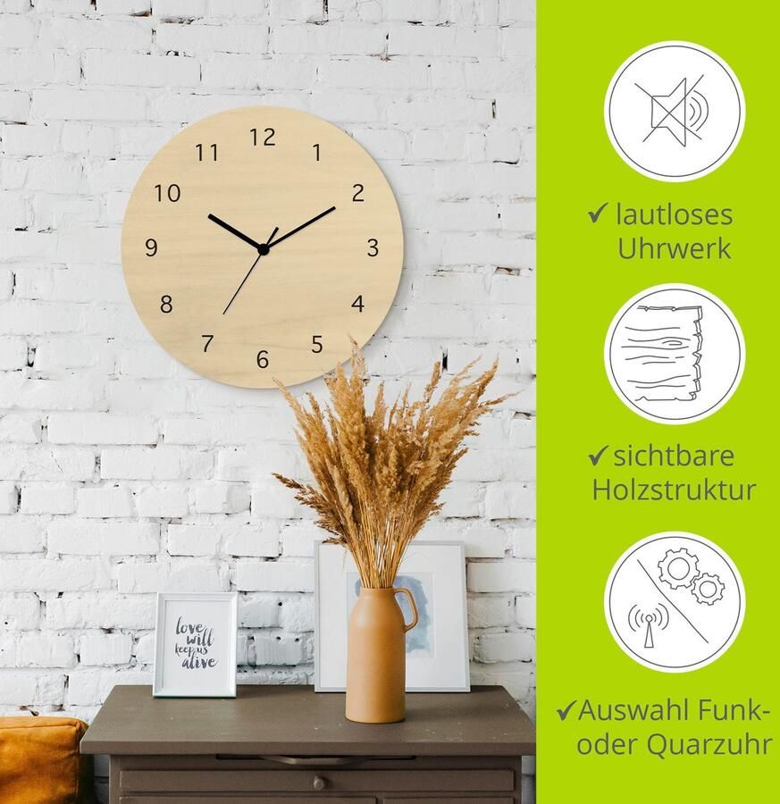 Artland Wandklok Eeuwige eenvoud optioneel verkrijgbaar met kwarts- of radiografisch uurwerk geruisloos zonder tikkend geluid - Foto 3