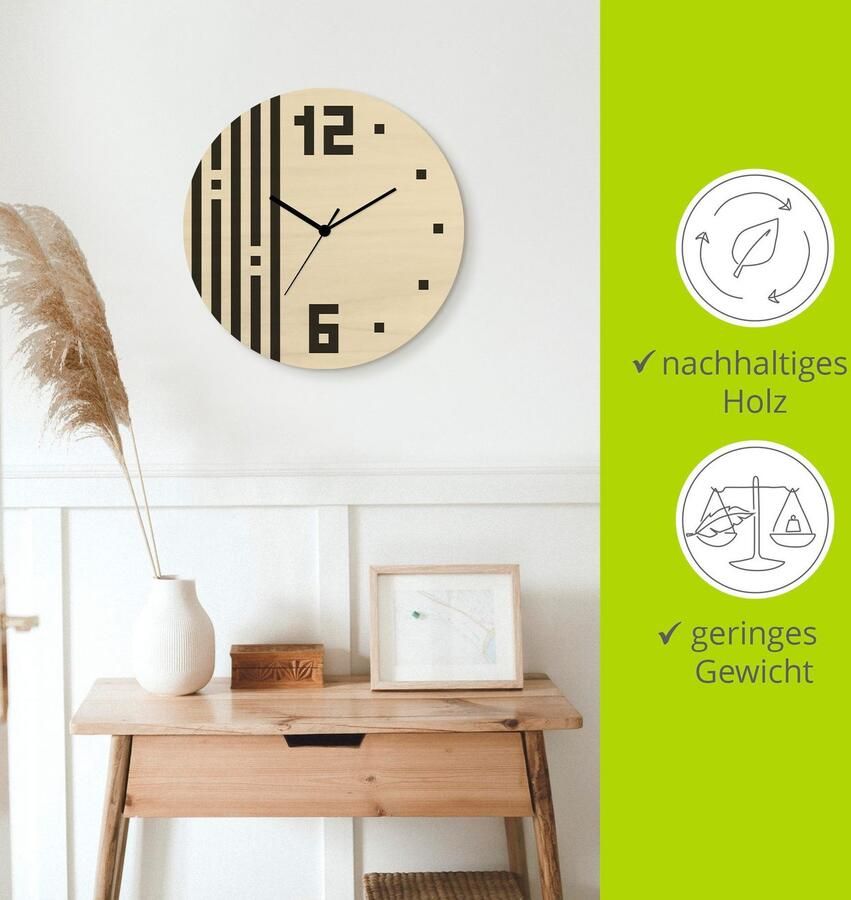 Artland Wandklok Gecodeerd tijdpatroon optioneel verkrijgbaar met kwarts- of radiografisch uurwerk geruisloos zonder tikkend geluid - Foto 4