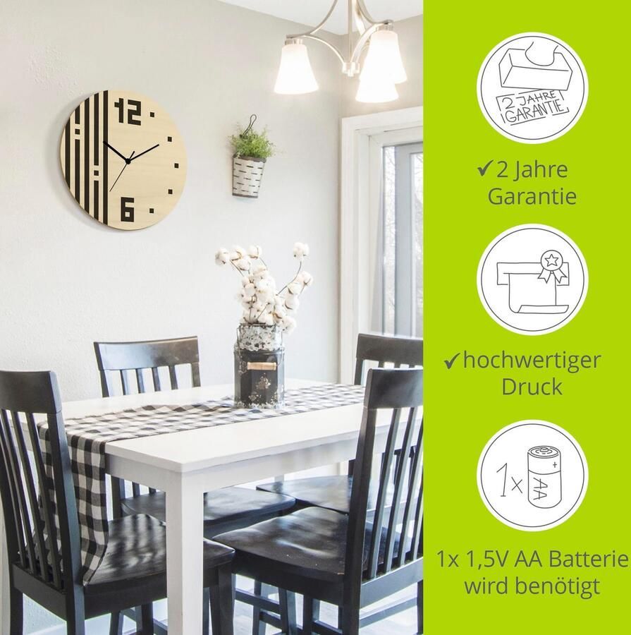 Artland Wandklok Gecodeerd tijdpatroon optioneel verkrijgbaar met kwarts- of radiografisch uurwerk geruisloos zonder tikkend geluid - Foto 2