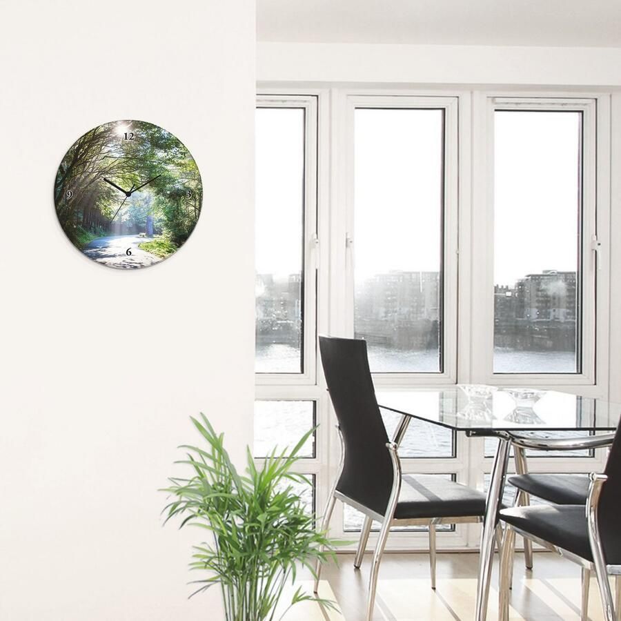 Artland Wandklok Glazen klok rond zonnig bos - Foto 3