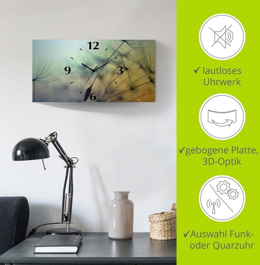 Artland Wandklok Goudkleurige zonsondergang en paardenbloemen 3d-look geschulpt met kwarts- of radiografisch uurwerk verschillende maten - Foto 6