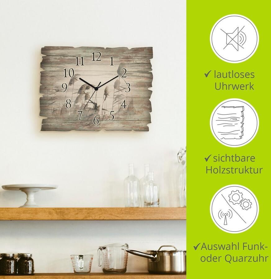 Artland Wandklok Grassen optioneel verkrijgbaar met kwarts- of radiografisch uurwerk geruisloos zonder tikkend geluid - Foto 6