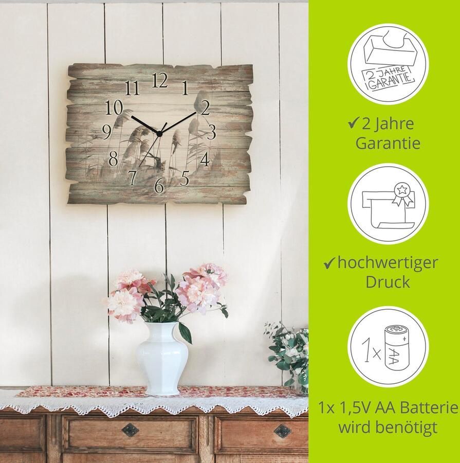 Artland Wandklok Grassen optioneel verkrijgbaar met kwarts- of radiografisch uurwerk geruisloos zonder tikkend geluid - Foto 5