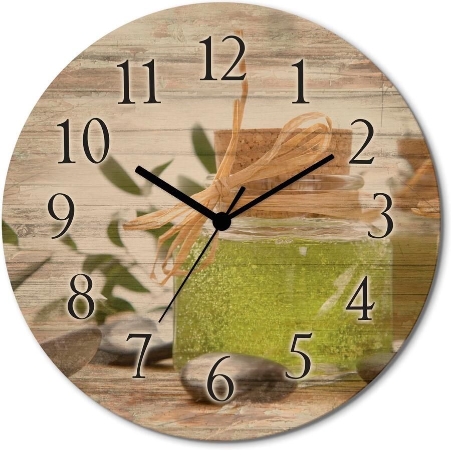 Artland Wandklok Groen badzout en vloeibare zeep optioneel verkrijgbaar met kwarts- of radiografisch uurwerk geruisloos zonder tikkend geluid - Foto 6