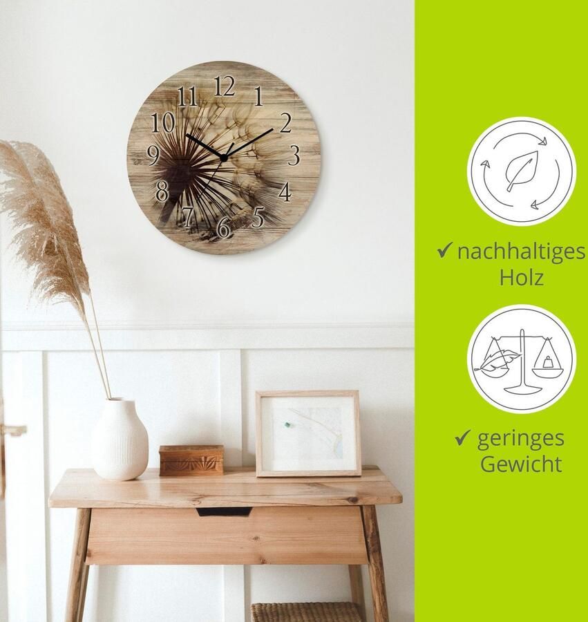 Artland Wandklok Grote pluizenbol optioneel verkrijgbaar met kwarts- of radiografisch uurwerk geruisloos zonder tikkend geluid - Foto 4